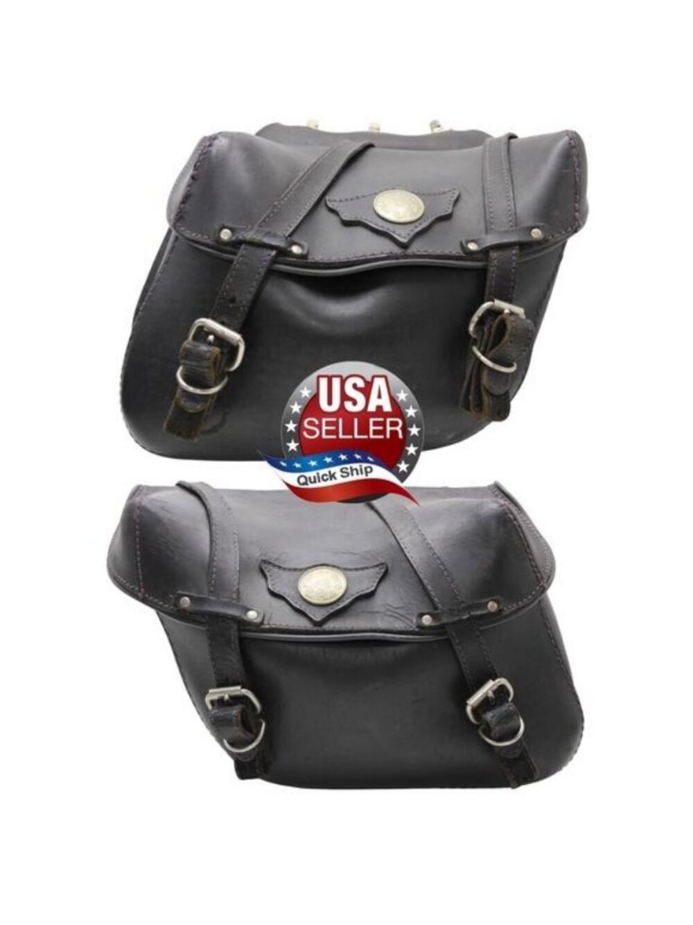 Vintage ACE Removable Black Leather Motorcycle Saddle Bags • Cruisers & Classics